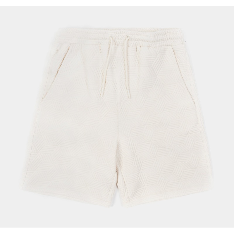 Printed Knit Mens Shorts (Beige/White)