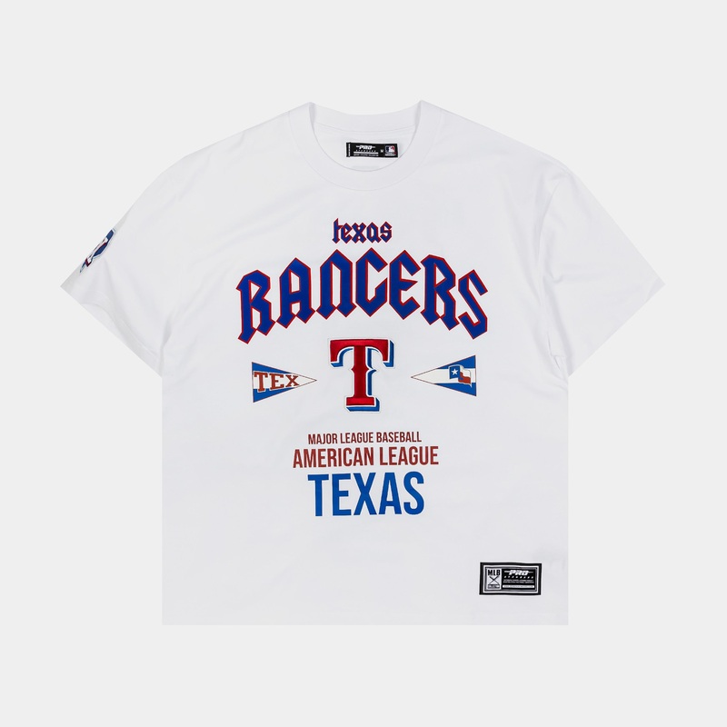 Texas Rangers City Tour Drop Shoulder Mens Short Sleeve Shirt (White)