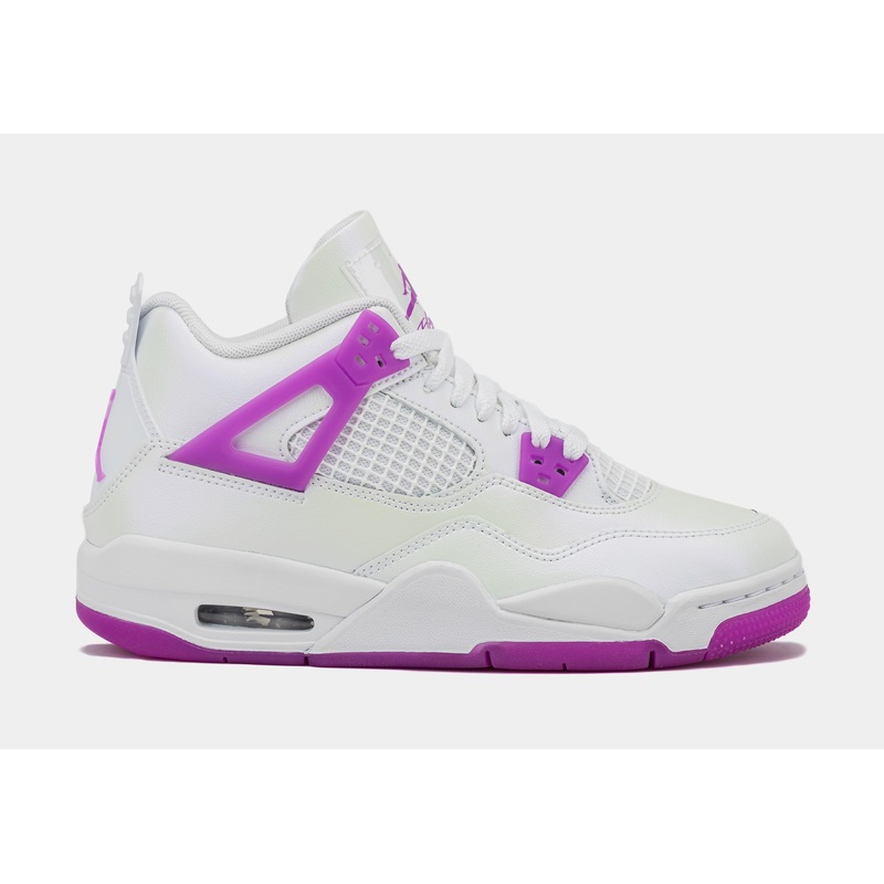 Air Jordan 4 Retro Hyper Violet Grade School Lifestyle Shoes (White/Hyper Violet)