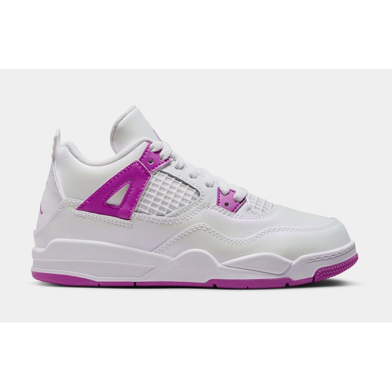 Air Jordan 4 Retro Hyper Violet  Preschool Lifestyle Shoes (White/Hyper Violet)