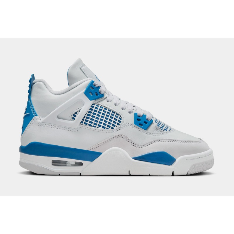 Air Jordan 4 Retro Industrial Blue Grade School Lifestyle Shoes (Off White/Industrial Blue/Neutral Grey)