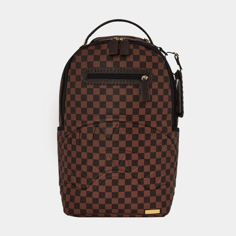 Core Embossed Checkered Mens Backpack (Black/Brown)