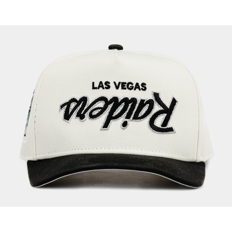 Exclusive Las Vegas Raiders Upside Down 950AF Snapback Mens Hat (Beige/Black)