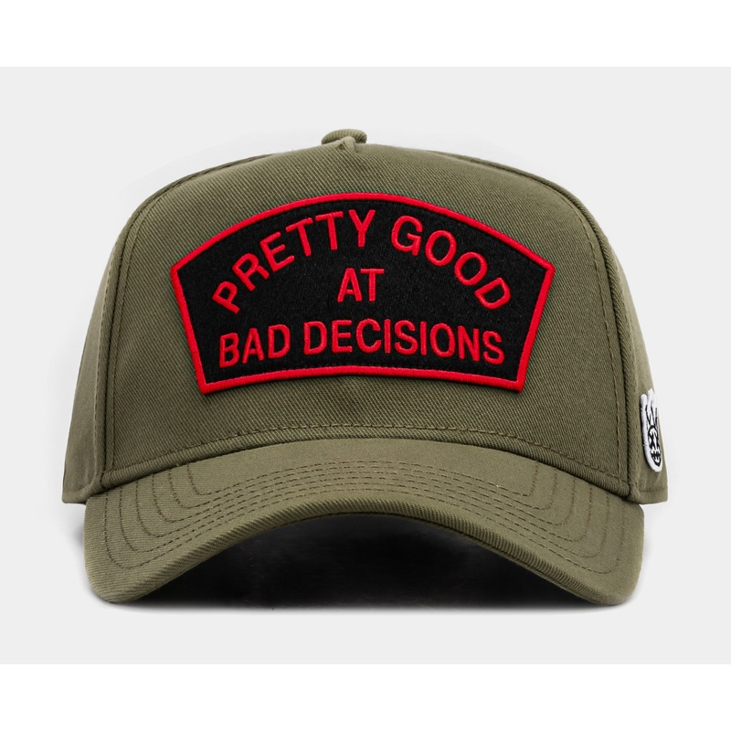Good At Being Bad Trucker Mens Hat (Olive/Orange)