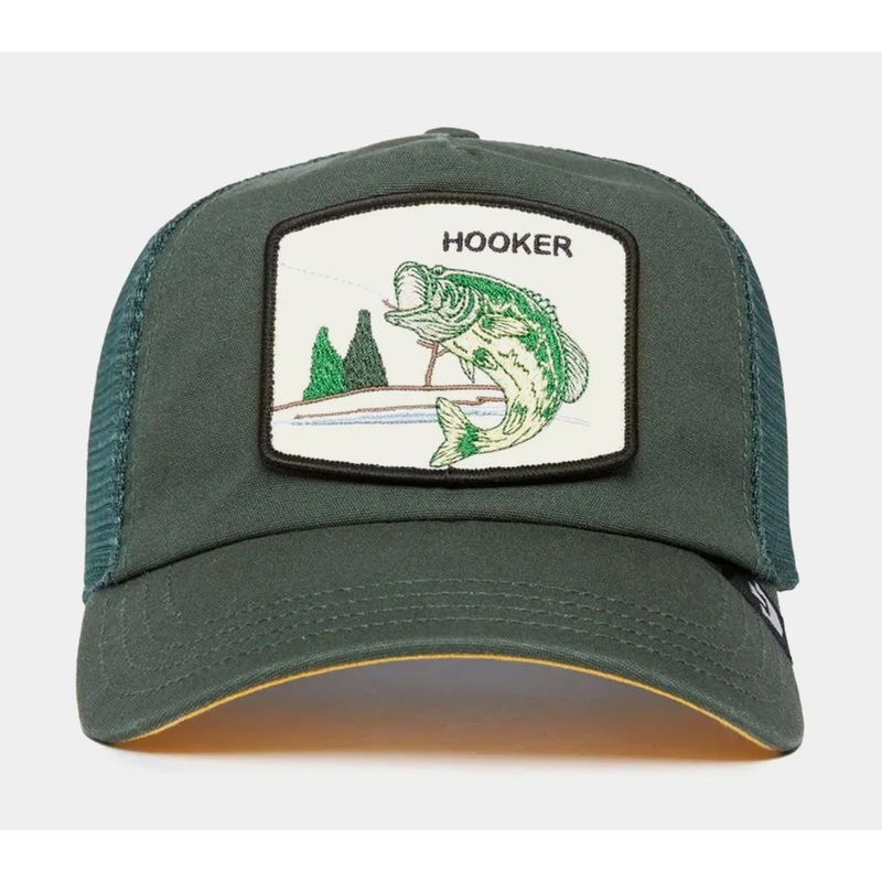 Large Mouth Suede Trucker Mens Hat (Green/White)