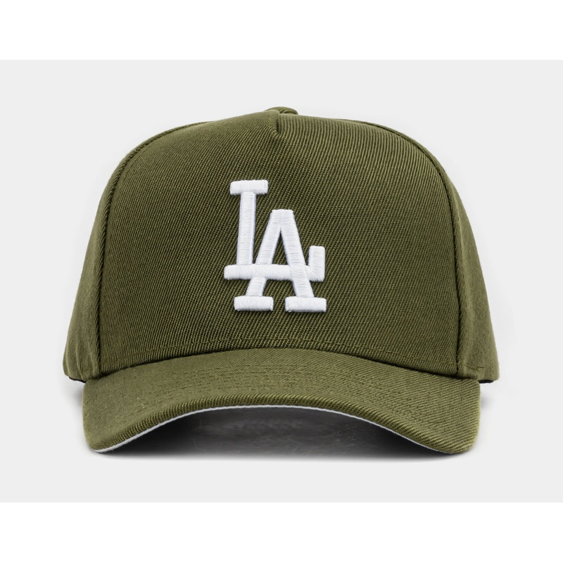 Los Angeles Dodgers Pro Pinch Snapback Mens Hat (Olive/White)