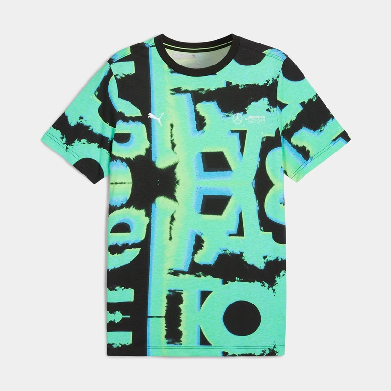 MAPF1 Neon Energy All Over Print Mens Short Sleeve Shirt (Black/Green)