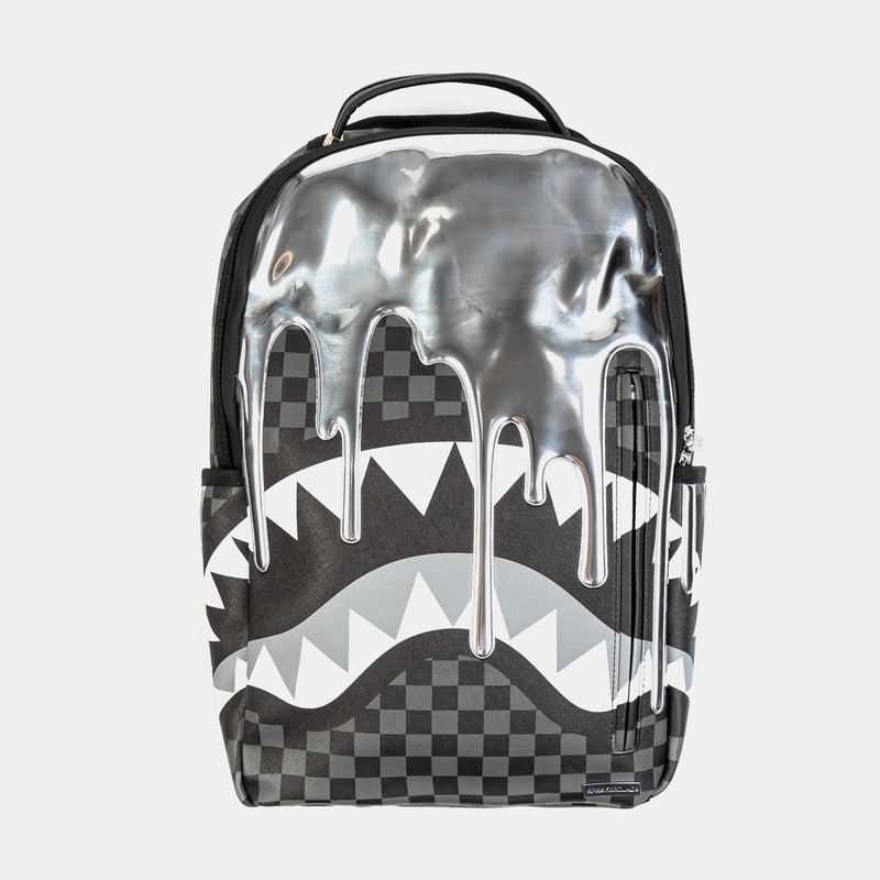 Metallic Drips Mens Backpack (Black/Grey)