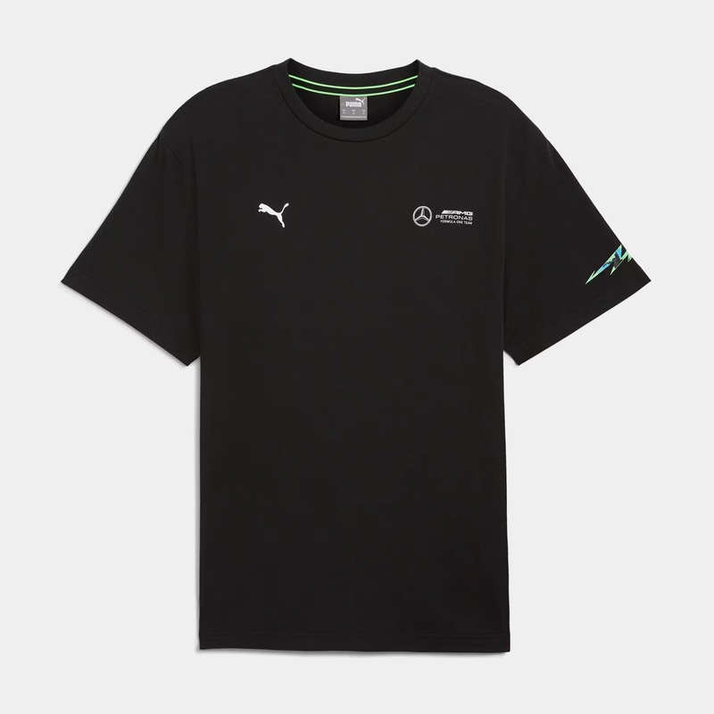 Neon Energy Mercedes AMG Petronas F1  Mens Short Sleeve Shirt (Black/Green)