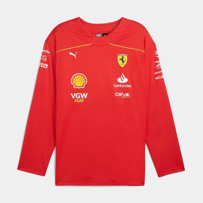 Scuderia Ferrari Replica Leclerc 16 Mens Jersey (Red/Yellow)