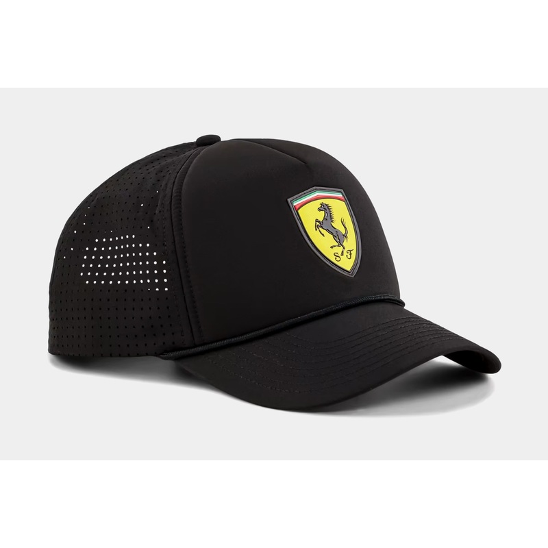Scuderia Ferrari Replica Race Trucker Mens Hat (Black/Yellow)