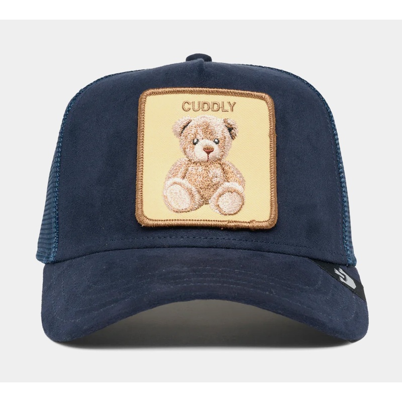 The Cuddly Teddy Bear Suede Trucker Mens Hat (Navy/Beige)
