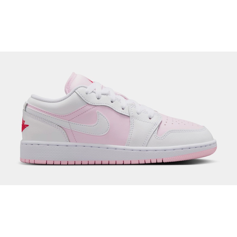 Air Jordan 1 Low Grade School Lifestyle Shoes (Pink Foam/White/Fire Red)