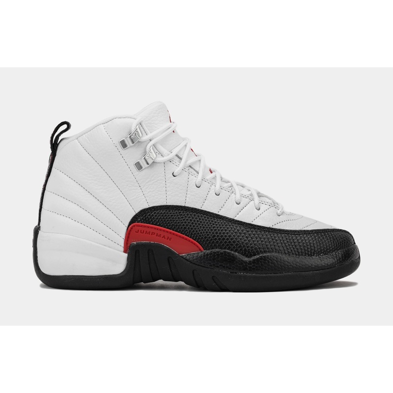 Air Jordan 12 Retro Taxi Flip Grade School Lifestyle Shoes (White/Gym Red/Black)