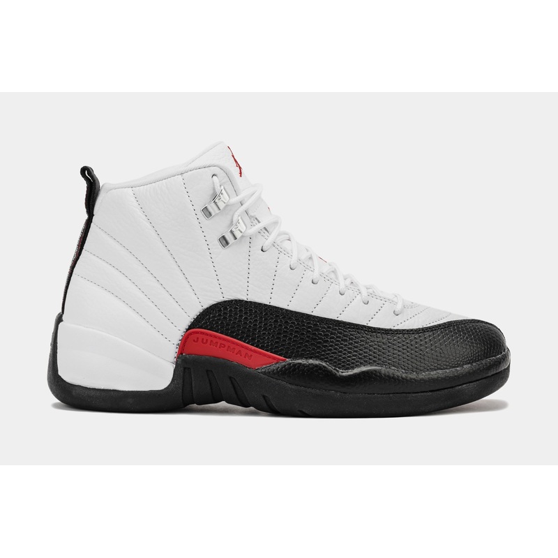 Air Jordan 12 Retro Taxi Flip Mens Lifestyle Shoes (White/Gym Red/Black)