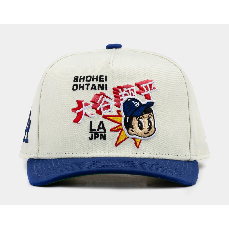 Exclusive Los Angeles Dodgers Shohei Ohtani Chrome 950AF Snapback Mens Hat (Beige/Blue)