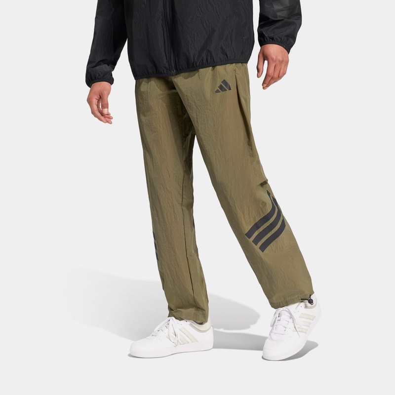 Future Icon 3 Stripes Woven Mens Track Pants (Olive/Black)