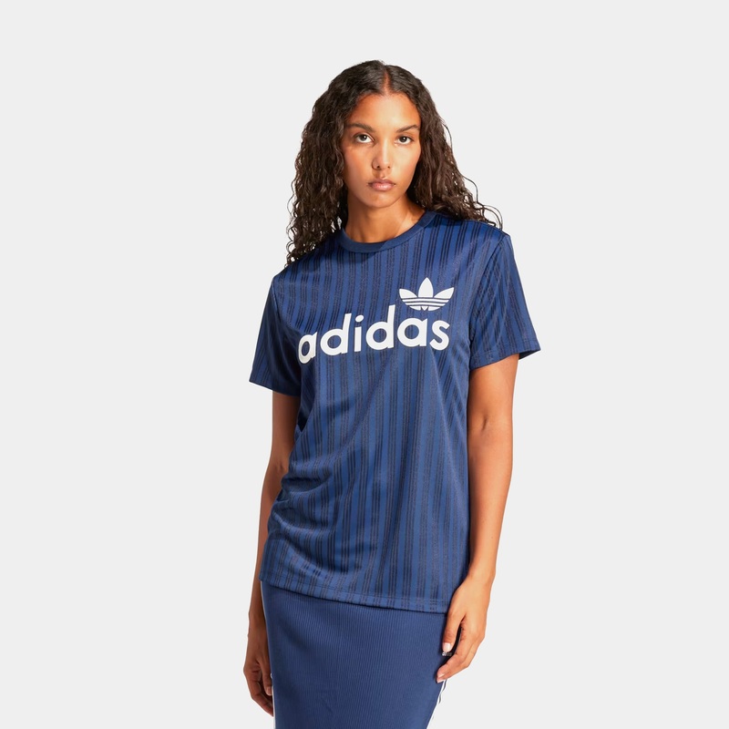 Linear Graphic Boyfriend Tee Womens Short Sleeve Shirt (Night Indigo)