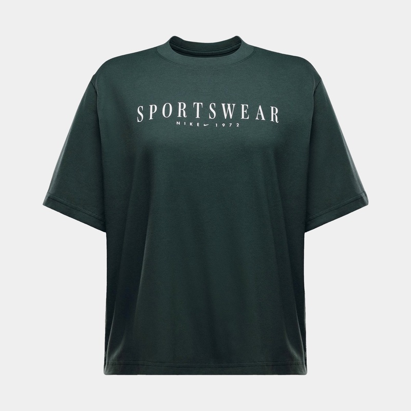 NSW Boxy Tee Womens Short Sleeve Shirt (Green/White)