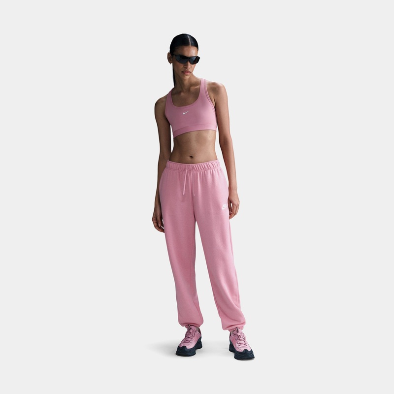 NSW Club Fleece Mid Rise Oversized Joggers Womens Sweatpants (Elemental Pink/Heather/White)