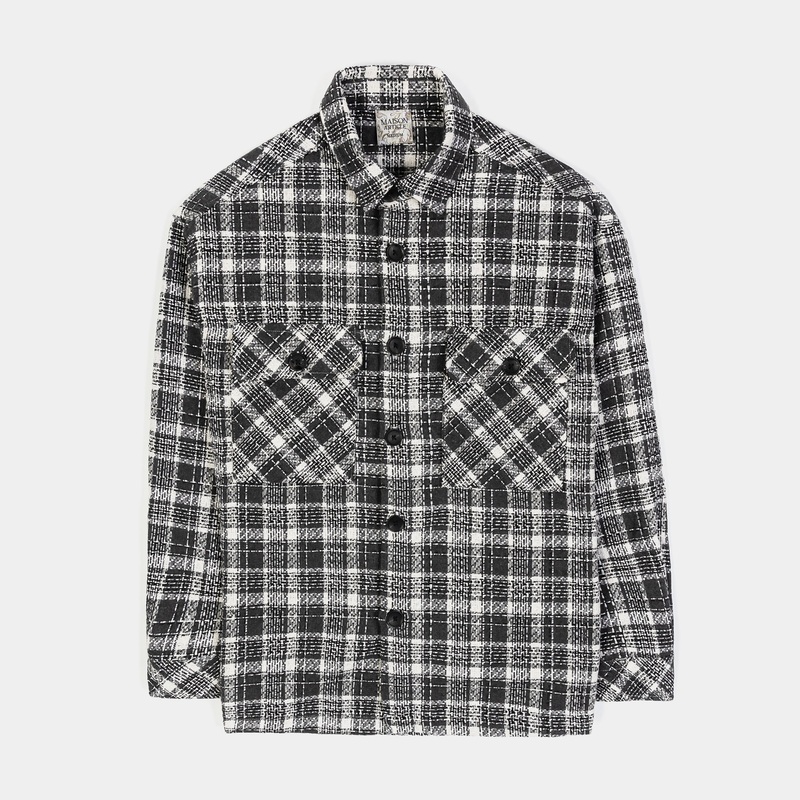 Plaid Oversized Shacket Mens Jacket (Grey/Black)