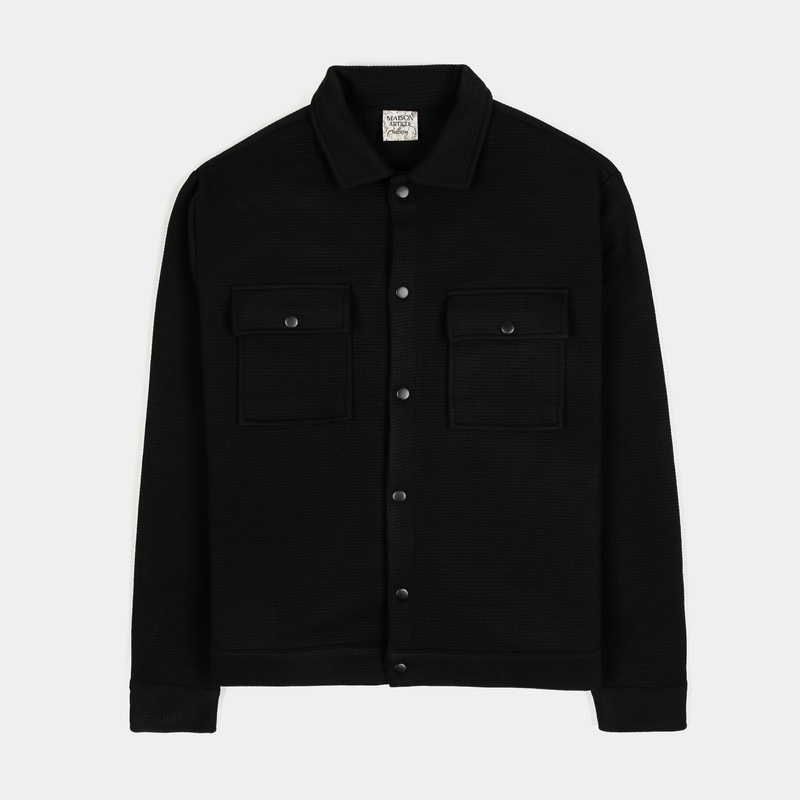 Solid Jacquard Knit Mens Jacket (Black)