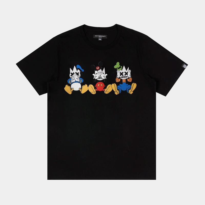 Three Wise Cult Mouse Mens Short Sleeve Shirt (Black/Yellow)