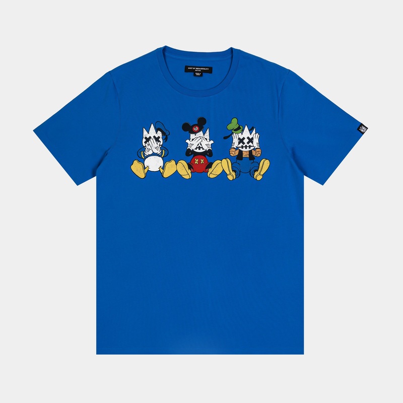 Three Wise Mice Mens Short Sleeve Shirt (Blue)