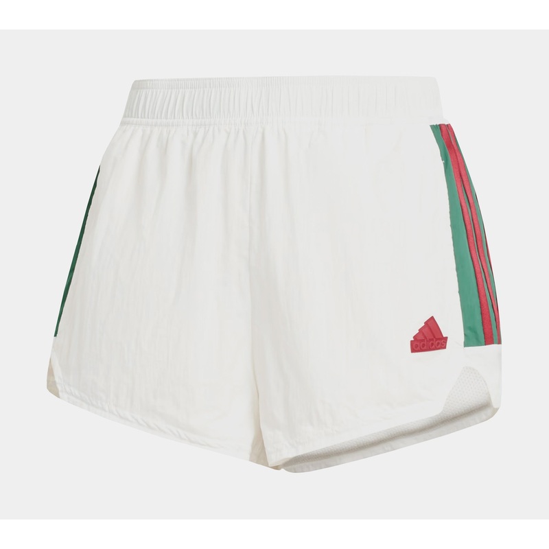 Tiro Cut 3 Stripes Woven Womens Shorts (White/Green)