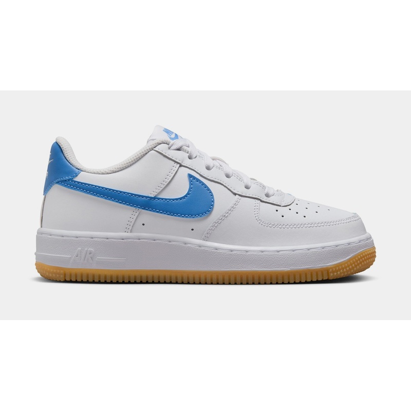 Air Force 1 Low Grade School Lifestyle Shoes (White/Gum Light Brown/Blue Beyond)