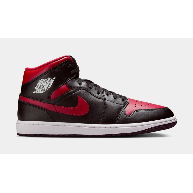 Air Jordan 1 Mid Bred Mens Basketball Shoes (Black/Varsity Red/Summit White)