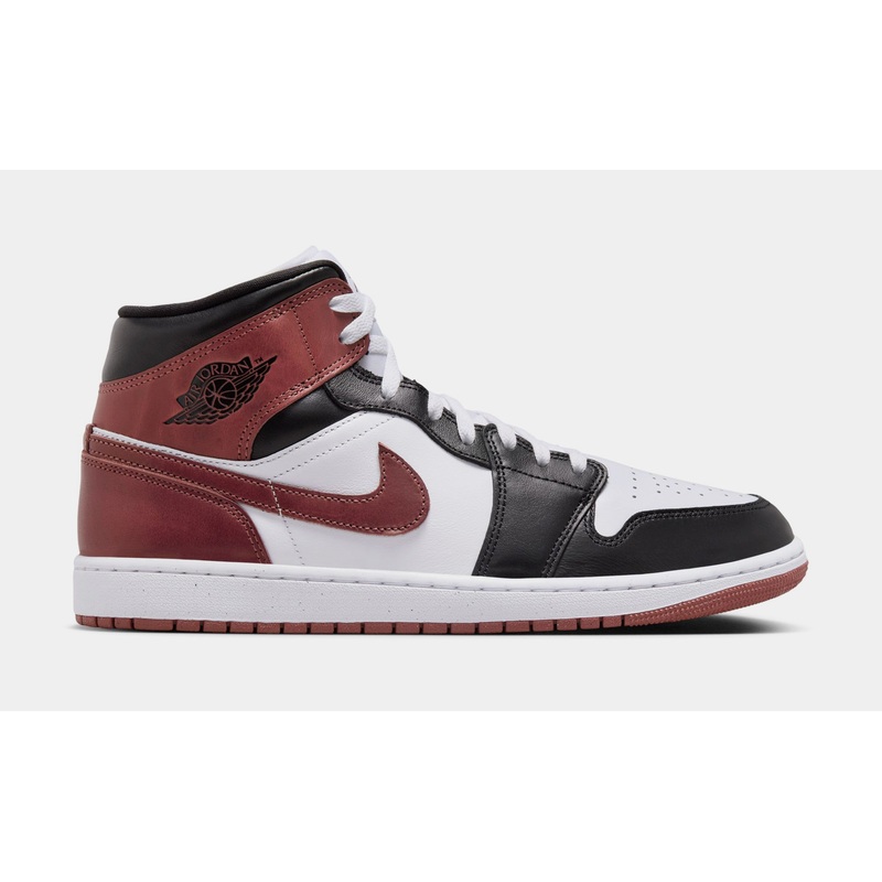 Air Jordan 1 Mid Mens Basketball Shoes (White/Black/Dark Pony)