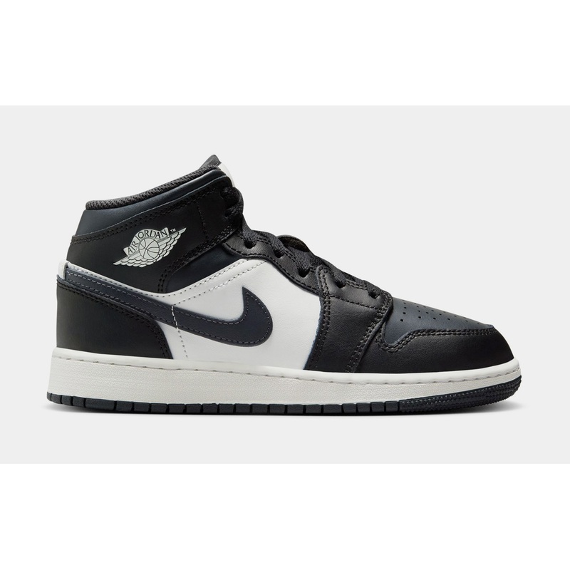 Air Jordan 1 Mid Off Noir Grade School Lifestyle Shoes (Grey/Black/White)