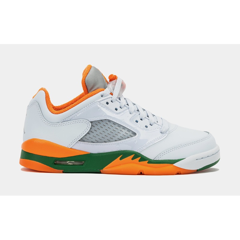 Air Jordan 5 Retro Low Hurricanes Grade School Lifestyle Shoes (Football Grey/Brilliant Orange/Pine Green)