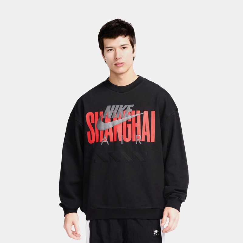 Air Shanghai Fleece Mens Crewneck (Black/Red)