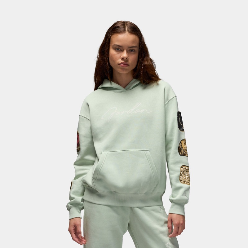 Brooklyn Fleece 6 Rings Pullover Womens Hoodie (Seafoam/Sail)