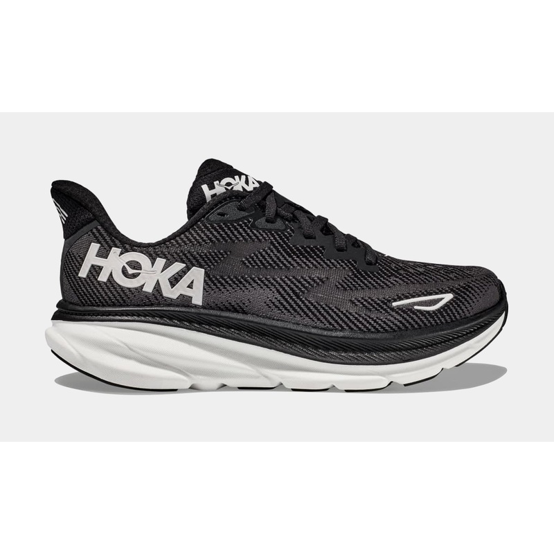 Clifton 9 Womens Running Shoes (Black/White)