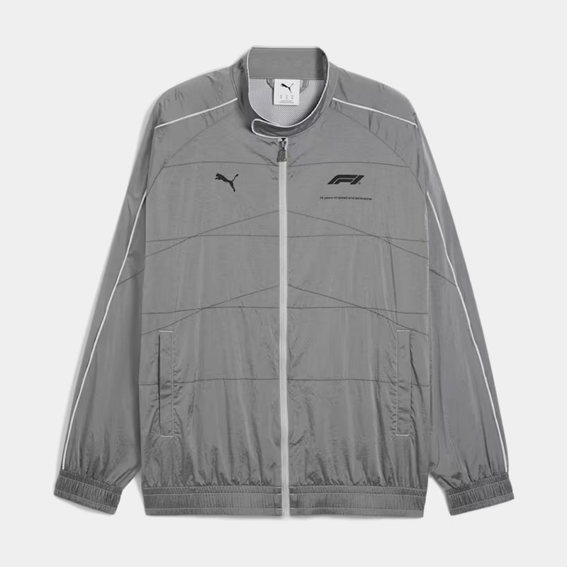 F1 Motorsport T7 Oversized Zip Up Track Mens Jacket (Grey)