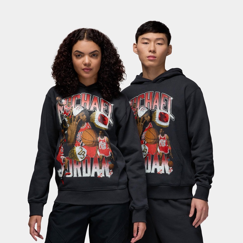 Flight Fleece 23 Michael Pullover Mens Hoodie (Black/Red)