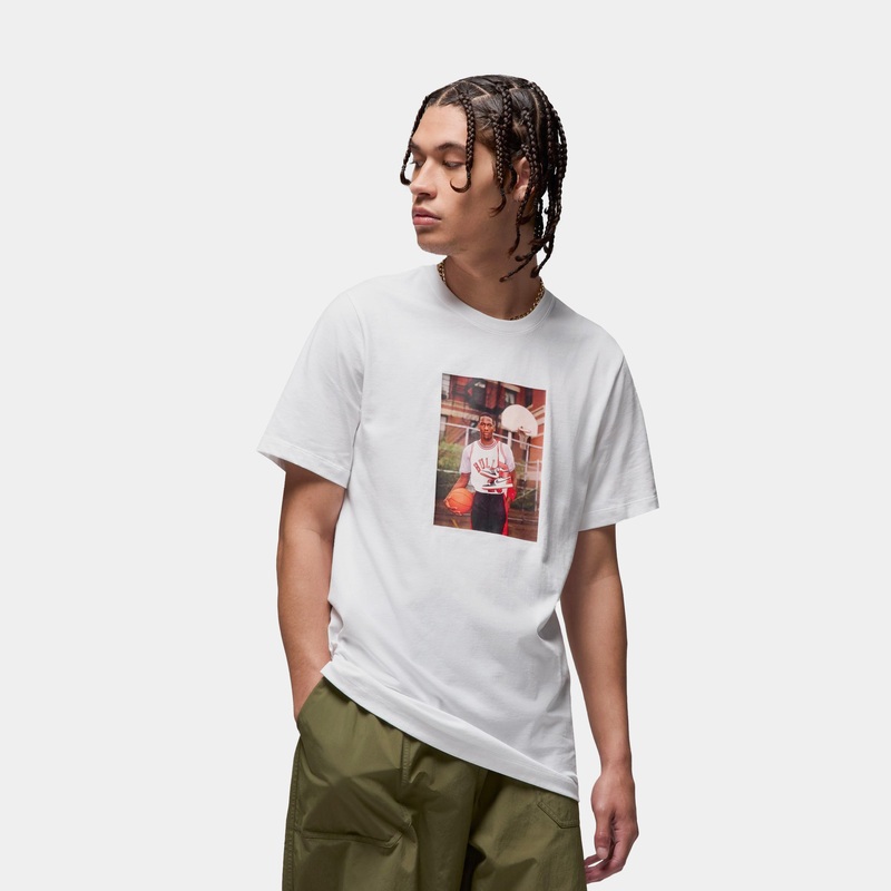 Michael Jordan Brand Photo Mens Short Sleeve Shirt (White/Black)