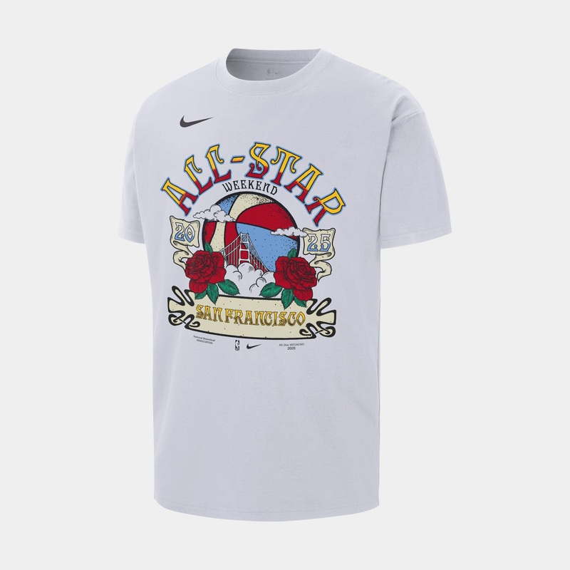 NBA 2025 All Star Weekend Mens Short Sleeve Shirt (White)