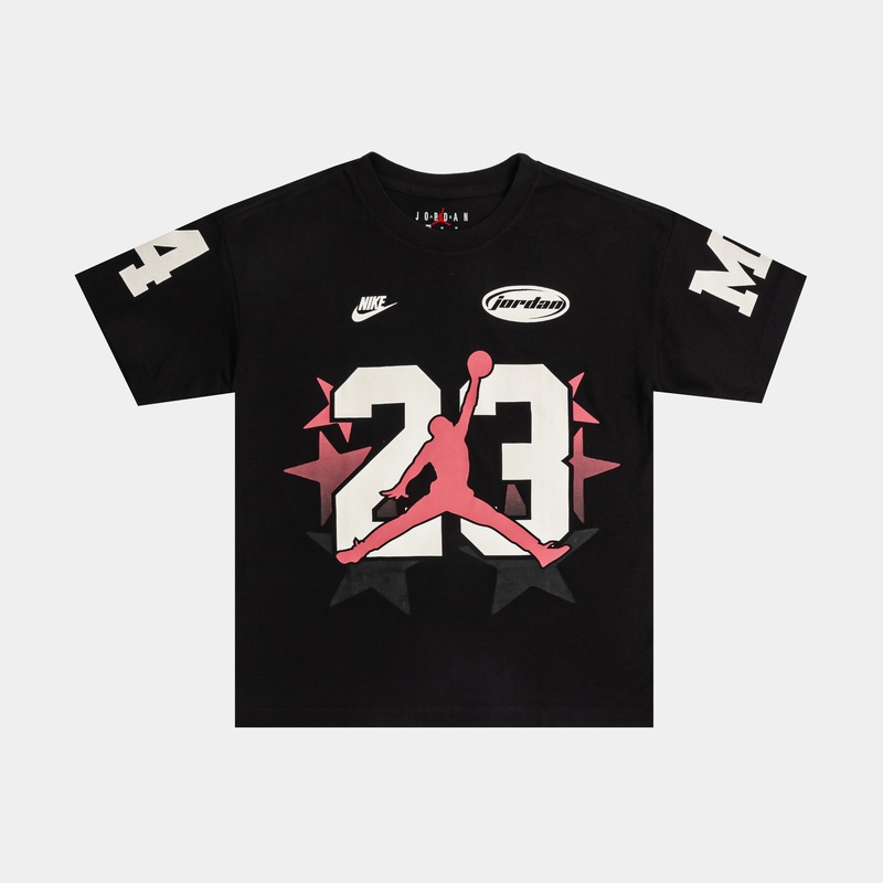 23 Star Jumpman Grade School Short Sleeve Shirt (Black/White)