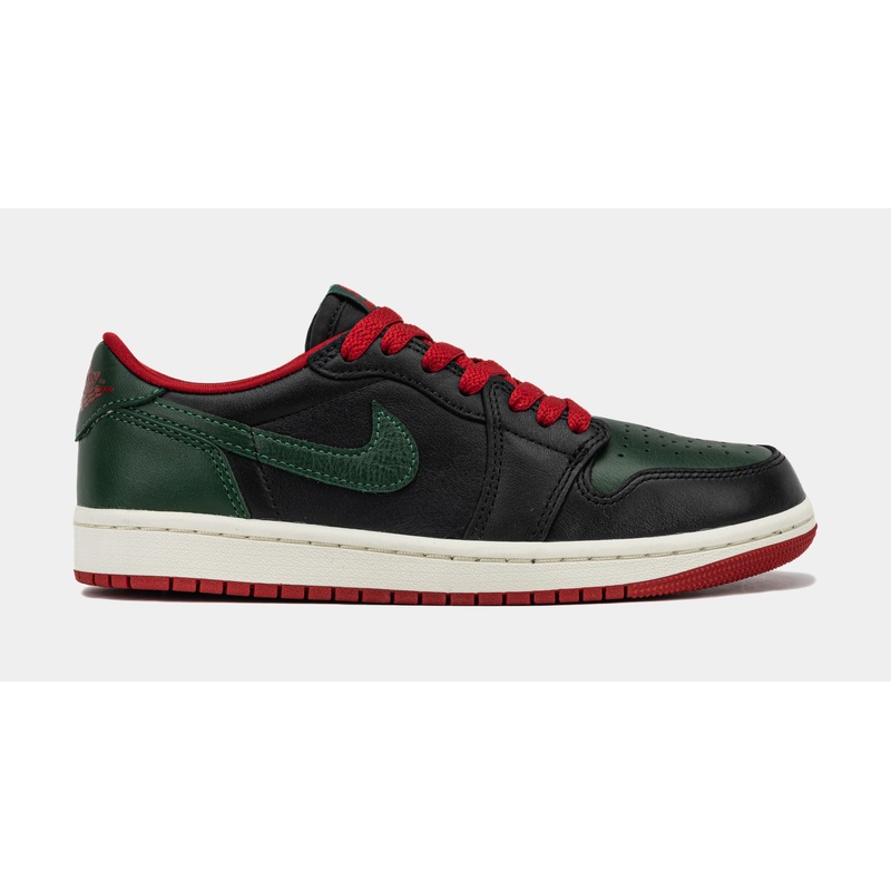 Air Jordan 1 Retro Low OG Gorge Green Womens Lifestyle Shoes (Black/Varsity Red/Sail/Gorge Green)