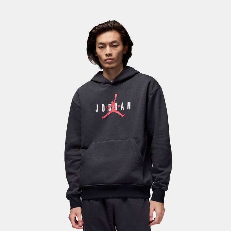 Brooklyn Fleece Jumpman Logo Pullover Mens Hoodie (Black/White)