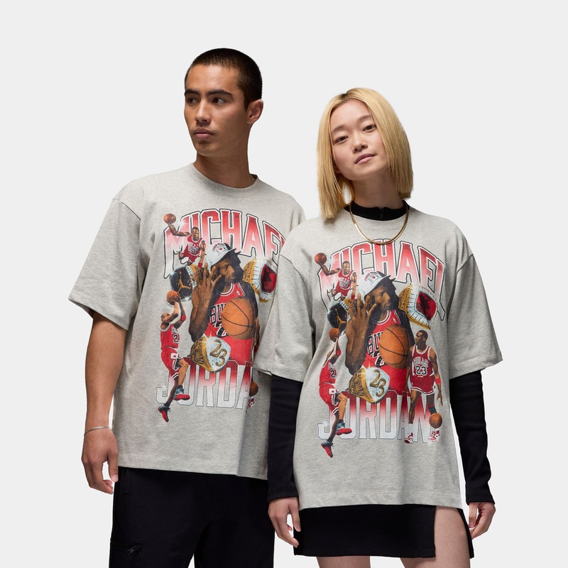 Flight Essentials Rings Oversized Mens Short Sleeve Shirt (Grey/Red)