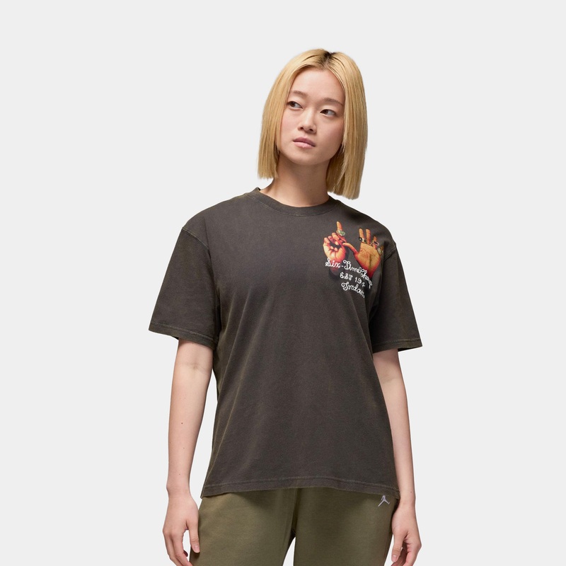 Graphic 6 Rings Womens Short Sleeve Shirt (Black)