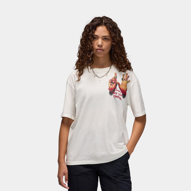 Graphic 6 Rings Womens Short Sleeve Shirt (White)