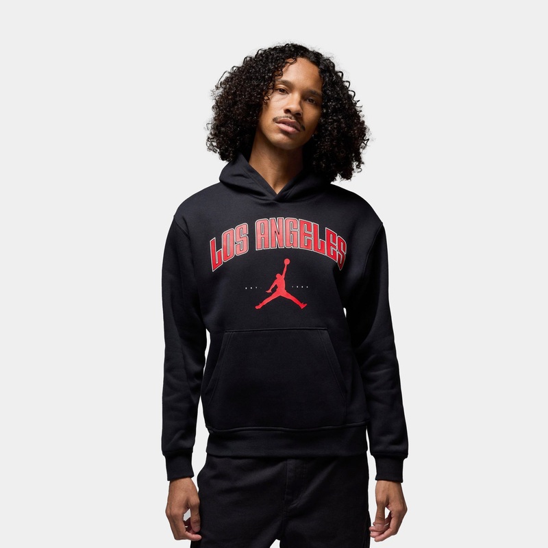 LA City Fleece Pullover Mens Hoodie (Black/Red)