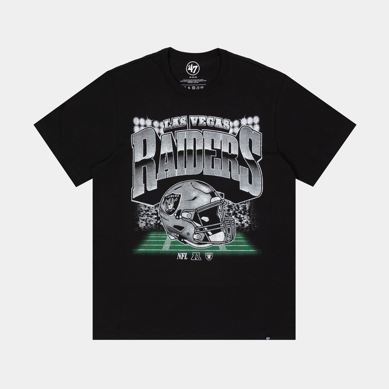 Las Vegas Raiders Blindside ’47 Franklin Mens Short Sleeve Shirt (Black/White)