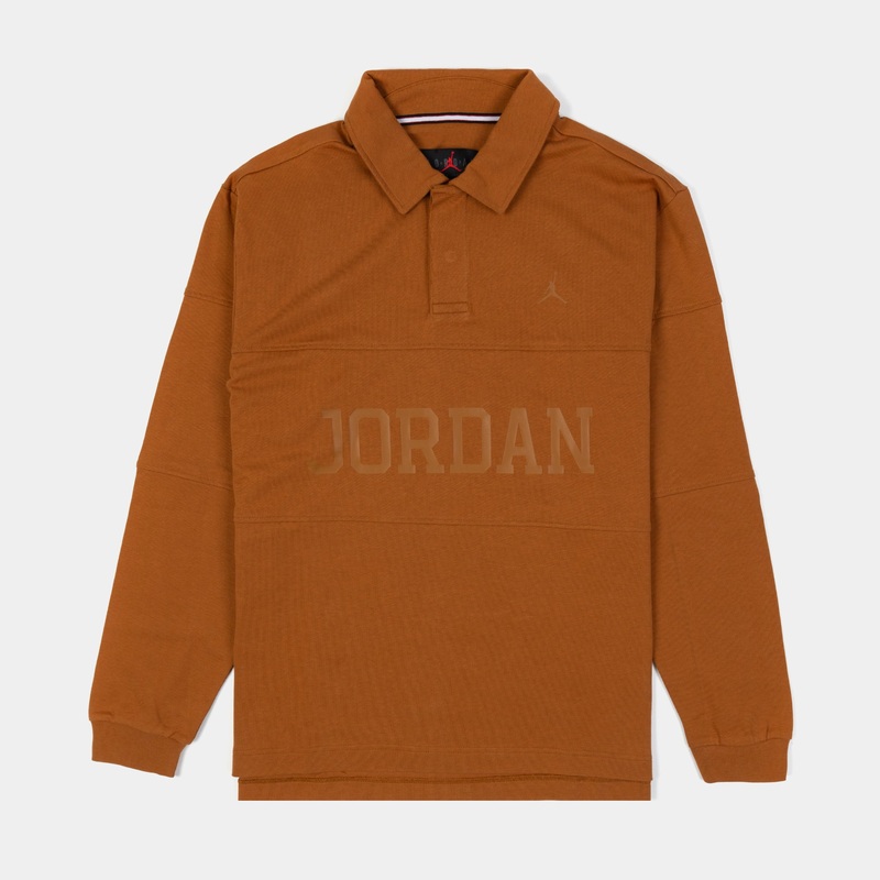 Essentials Rugby Mens Long Sleeve Shirt (Tan)